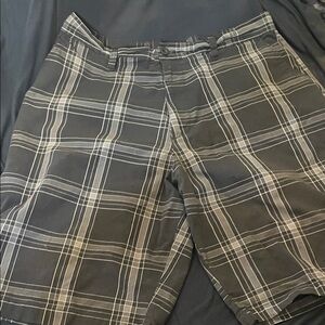 Burnside Black and White Plaid Men's Shorts